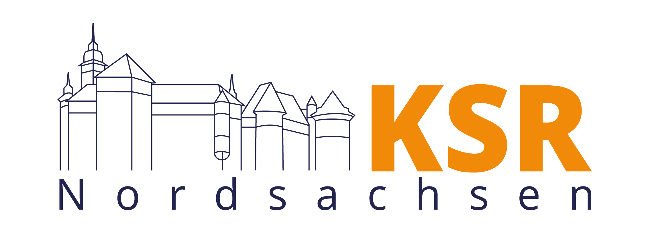Man sieht das Logo des KSR Nordsachsen, welches aus dem Schloss Hartenfels und dem Schriftzug "KSR Nordsachsen"